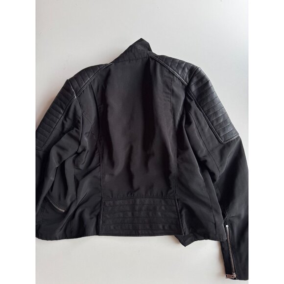 DANIER Dakota Black Polyester Quilted Leather Hooded Biker Jacket, Size XS - Picture 10 of 14